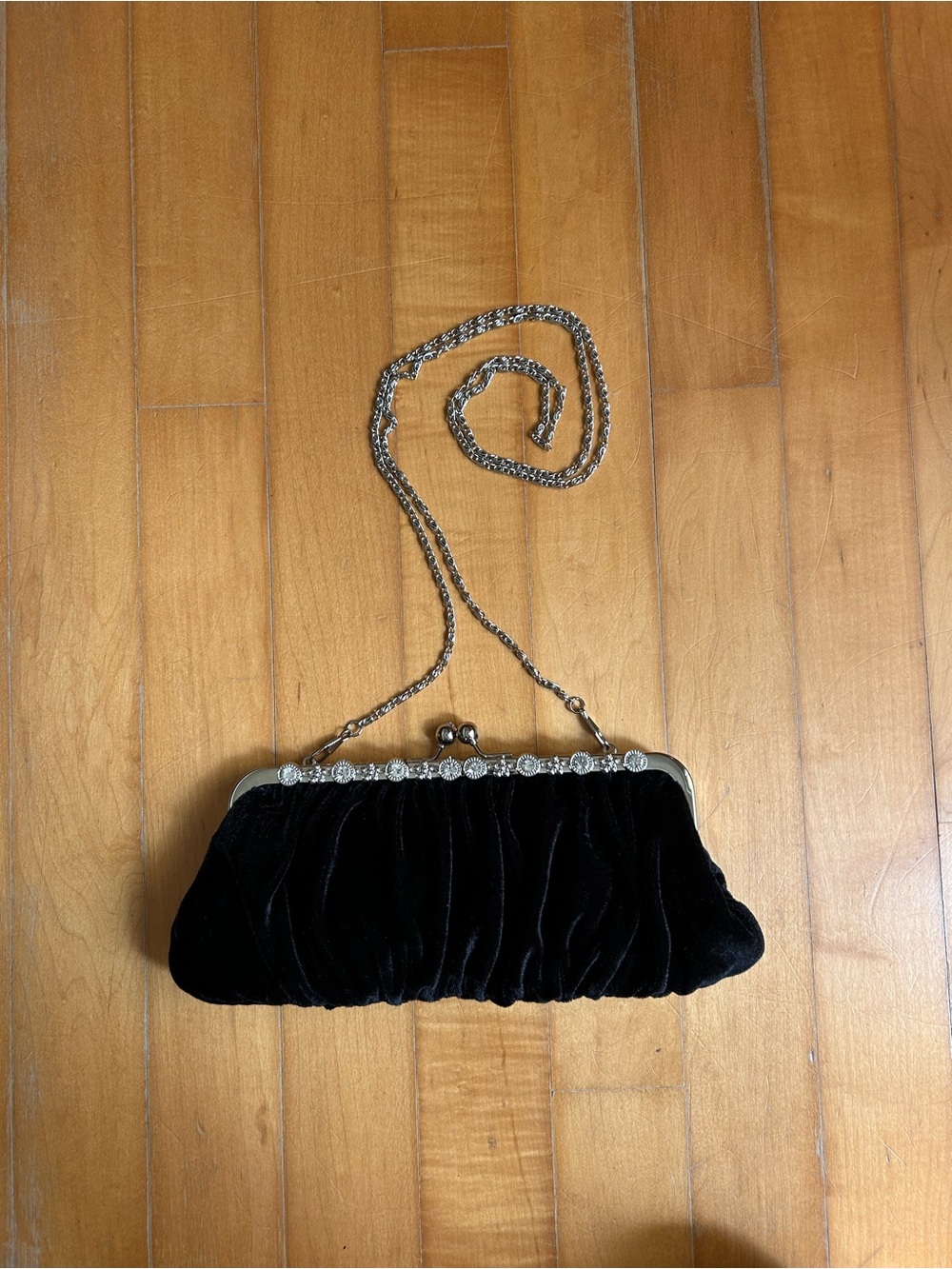 🥂💋Vintage Black Velvet Clutch Bag with Removable Chain💋🥂